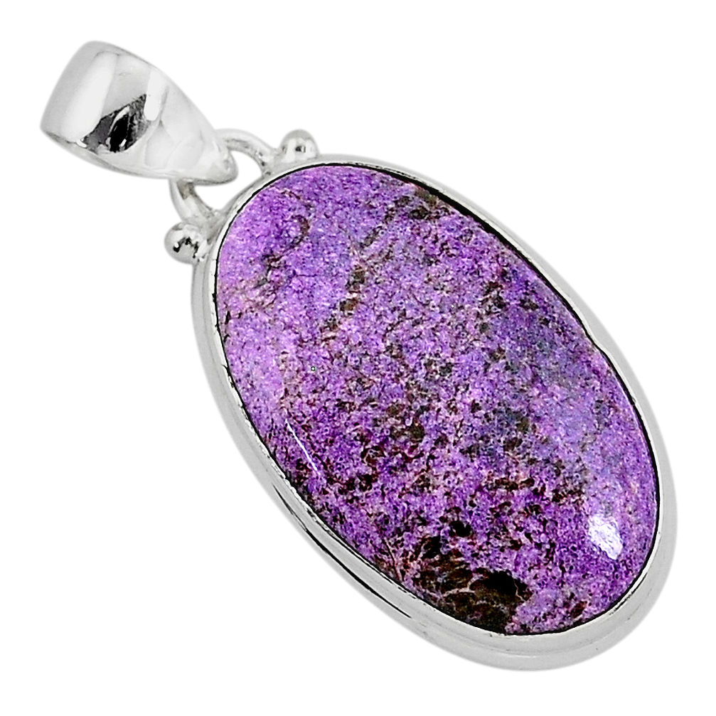 925 silver 13.17cts natural purple purpurite stichtite oval shape pendant r94828