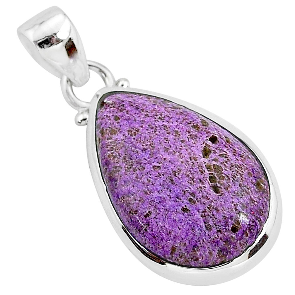 925 silver 13.15cts natural purple purpurite stichtite pear pendant r94394