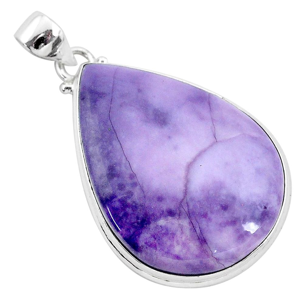 925 silver 29.78cts natural purple tiffany stone pear pendant jewelry r94883