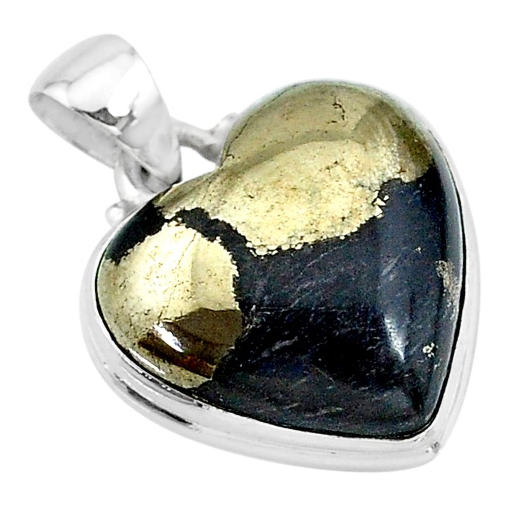 925 silver 17.65cts natural pyrite in magnetite (healer's gold) pendant t13416