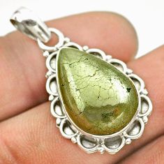 925 silver 13.26cts natural pyrite in magnetite (healer's gold) pendant t53364