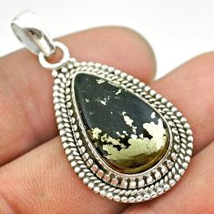925 silver 11.84cts natural pyrite in magnetite (healer's gold) pendant t53368