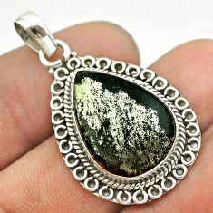 925 silver 13.09cts natural pyrite in magnetite (healer's gold) pendant t53372