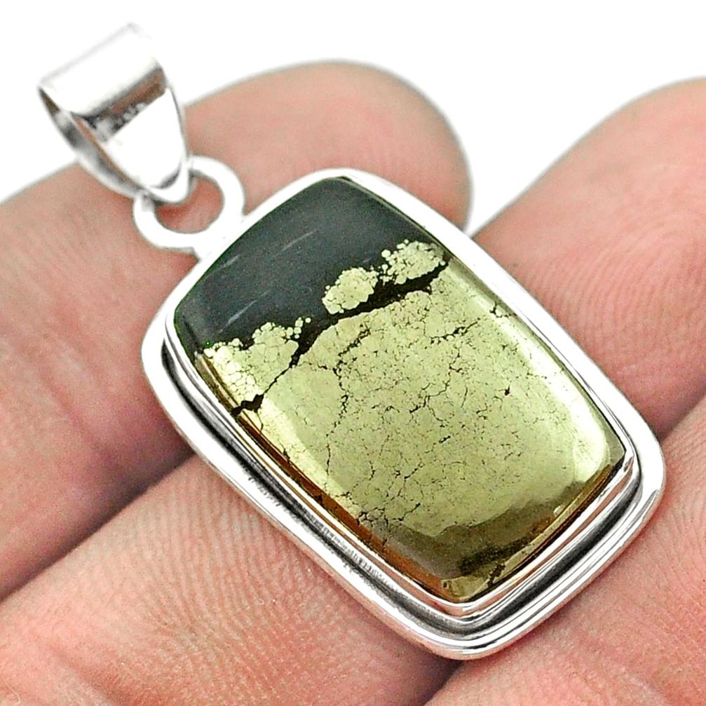 925 silver 14.60cts natural pyrite in magnetite (healer's gold) pendant t53710