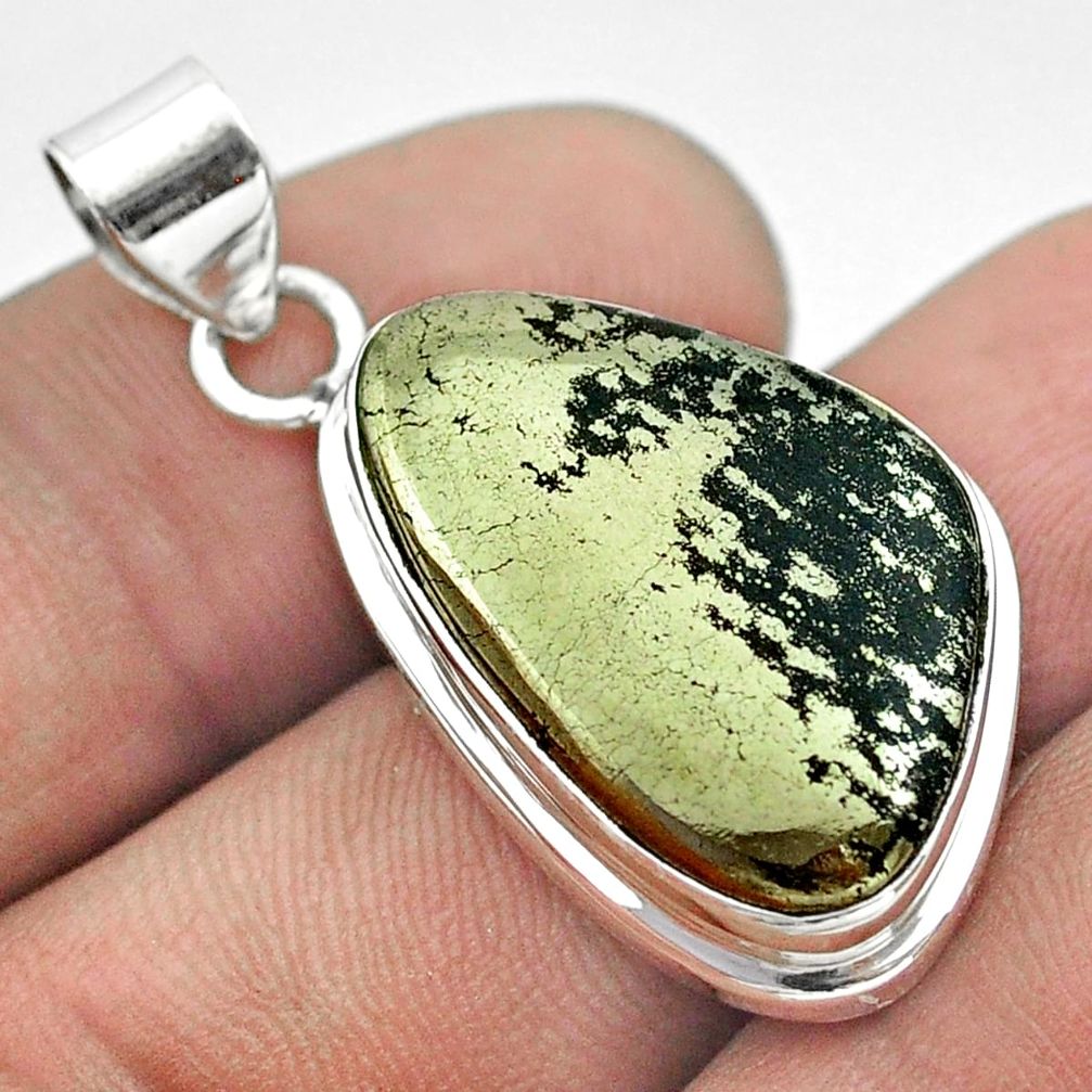 925 silver 18.15cts natural pyrite in magnetite (healer's gold) pendant t53713