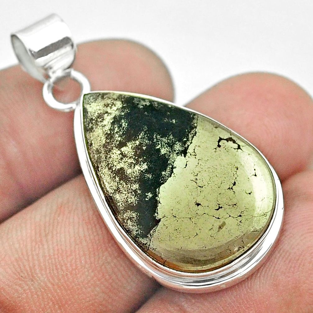 925 silver 19.23cts natural pyrite in magnetite (healer's gold) pendant t53720