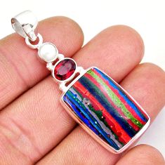 925 silver 16.51cts natural rainbow calsilica red garnet pearl pendant y5791