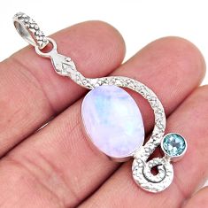 925 silver 10.38cts natural rainbow moonstone oval topaz snake pendant y69574