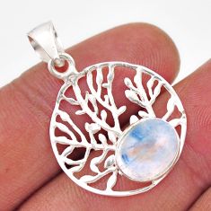 925 silver 3.73cts natural rainbow moonstone oval tree of life pendant y91386