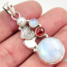 Clearance Sale- 925 silver 16.93cts natural rainbow moonstone pearl couple hearts pendant d43357