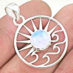 925 silver 3.21cts natural rainbow moonstone sun and wave charm pendant u37177