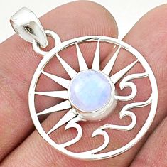 925 silver 3.21cts natural rainbow moonstone sun and wave charm pendant u37180