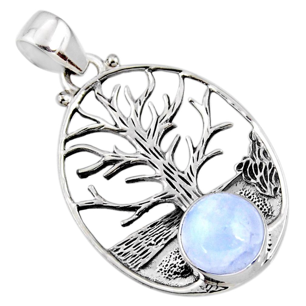 925 silver 4.92cts natural rainbow moonstone tree of life pendant r53020