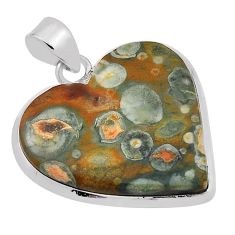 925 silver 16.72cts natural rainforest rhyolite jasper heart pendant n32059