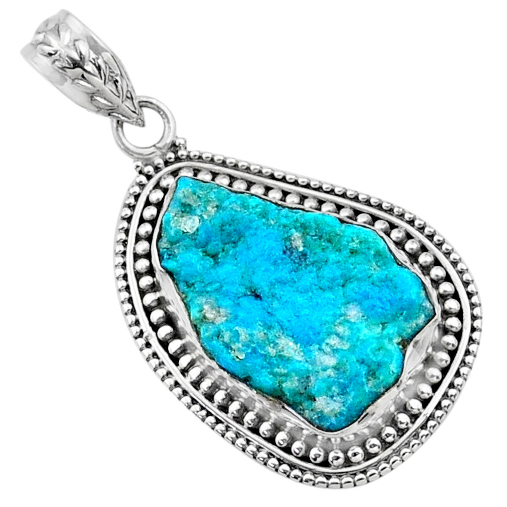 925 silver 11.20cts natural raw sleeping beauty turquoise pendant r66660