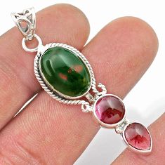 925 silver 10.29cts natural red bloodstone african red garnet pendant d48949