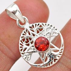 925 silver 0.85cts natural red garnet star with tree of life pendant t88389