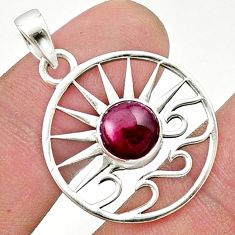 925 silver 3.56cts natural red garnet sun and wave charm pendant u37171