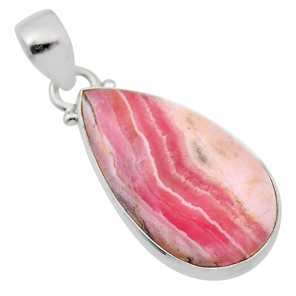 925 silver 15.89cts natural rhodochrosite inca rose (argentina) pendant n32143