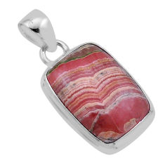 925 silver 14.26cts natural rhodochrosite inca rose (argentina) pendant n45223