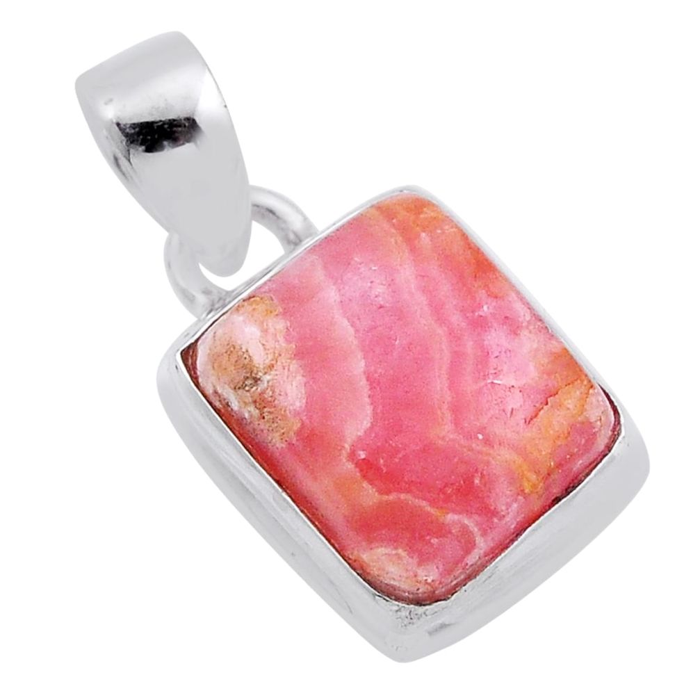 925 silver 5.84cts natural rhodochrosite inca rose (argentina) pendant n45258