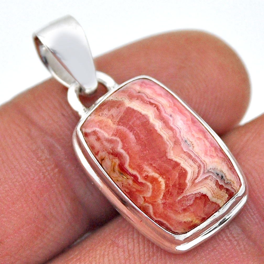 925 silver 7.66cts natural rhodochrosite inca rose (argentina) pendant n45299