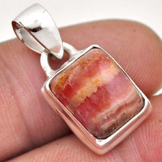 925 silver 5.23cts natural rhodochrosite inca rose (argentina) pendant n45663