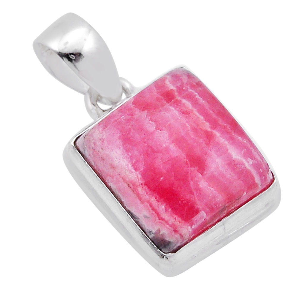 925 silver 14.99cts natural rhodochrosite inca rose (argentina) pendant n47330
