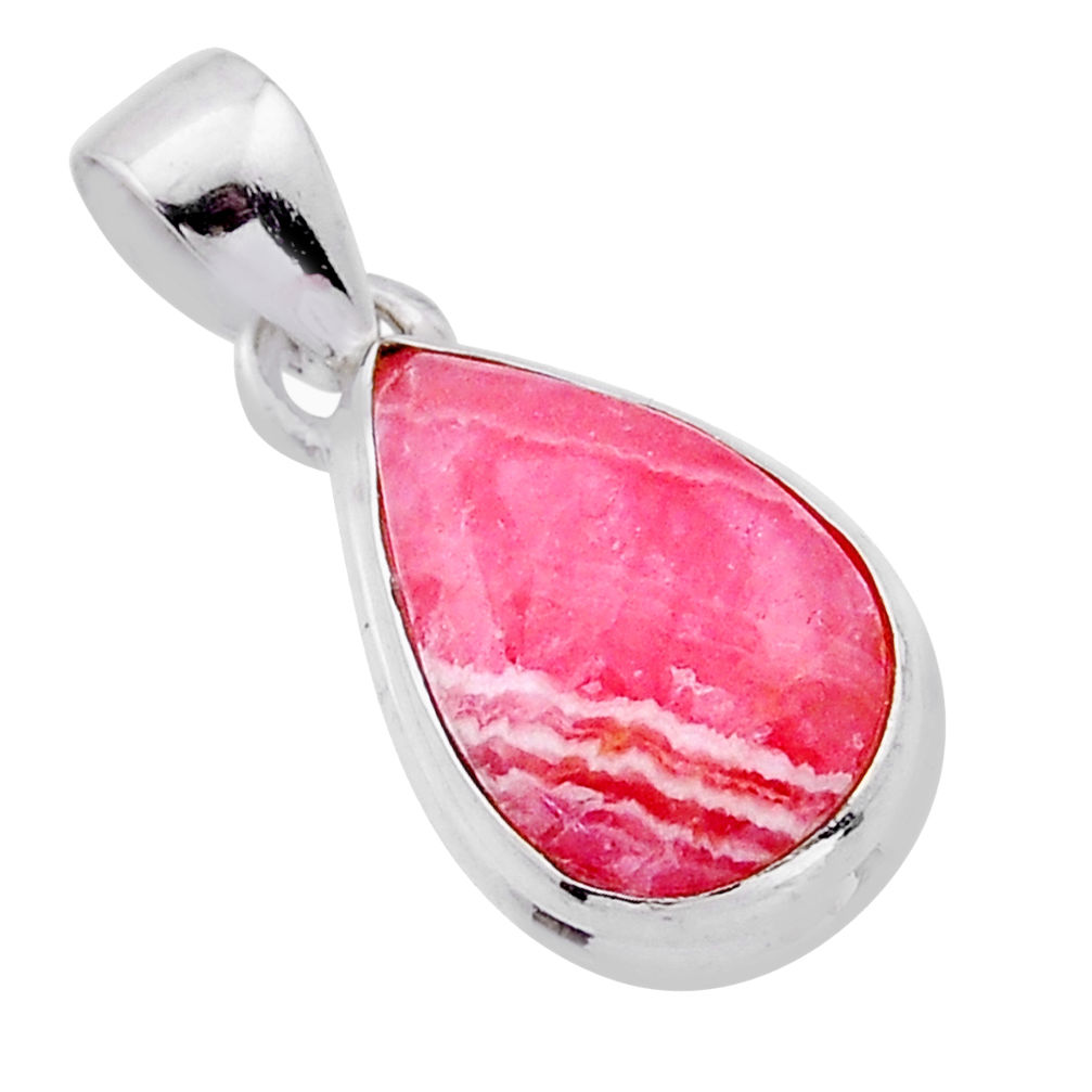 925 silver 7.72cts natural rhodochrosite inca rose (argentina) pendant n53250