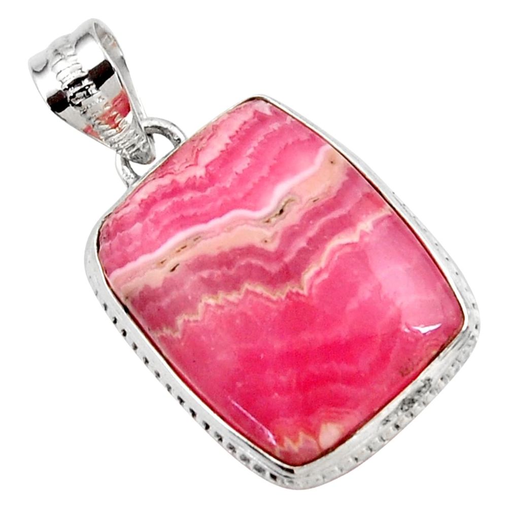 925 silver 18.70cts natural rhodochrosite inca rose (argentina) pendant r27924