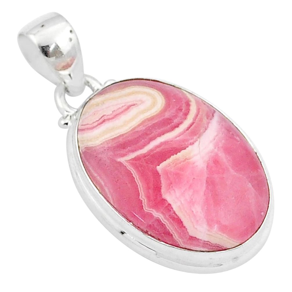 925 silver 18.93cts natural rhodochrosite inca rose (argentina) pendant u29909