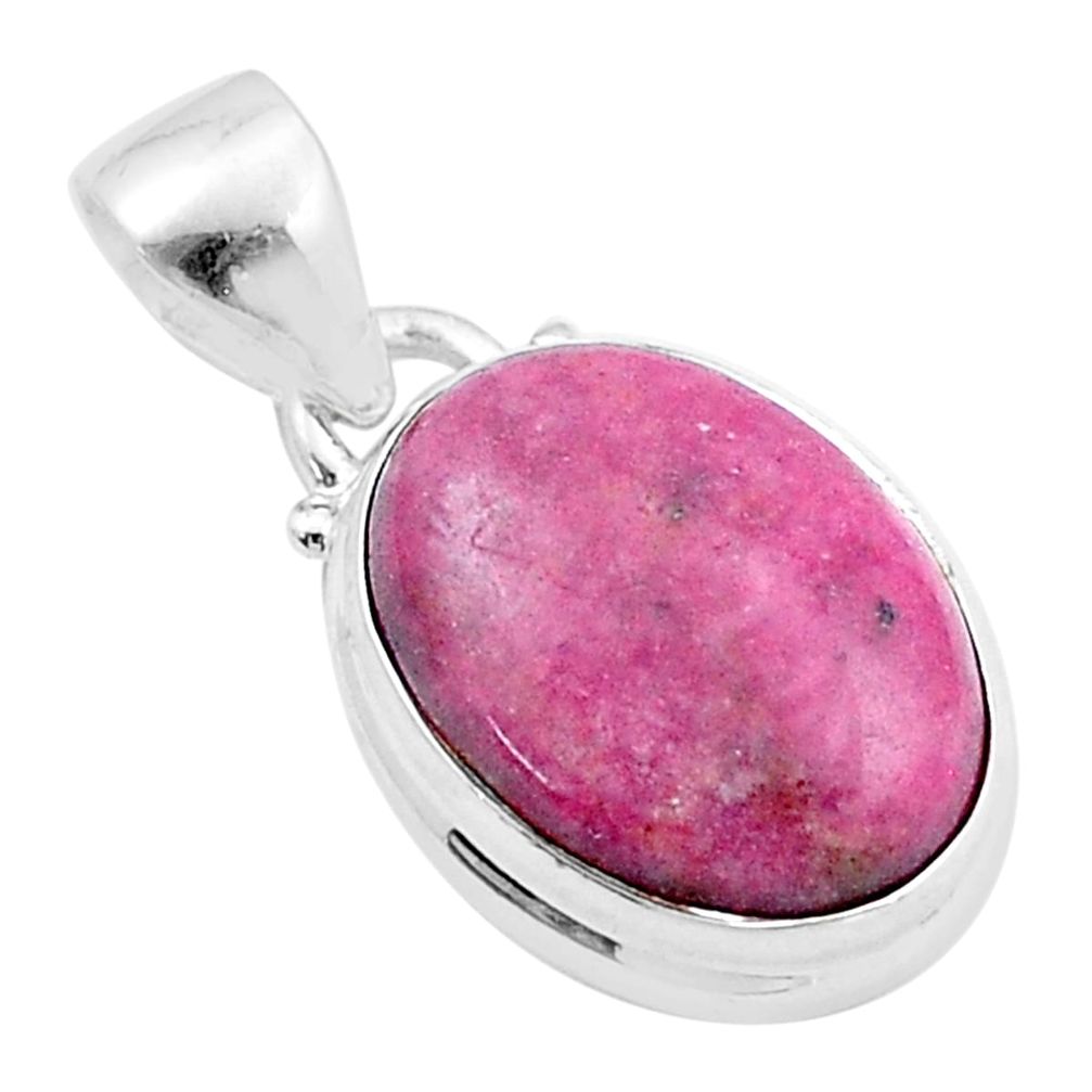 925 silver 10.43cts natural rhodonite in black manganese oval pendant u34804