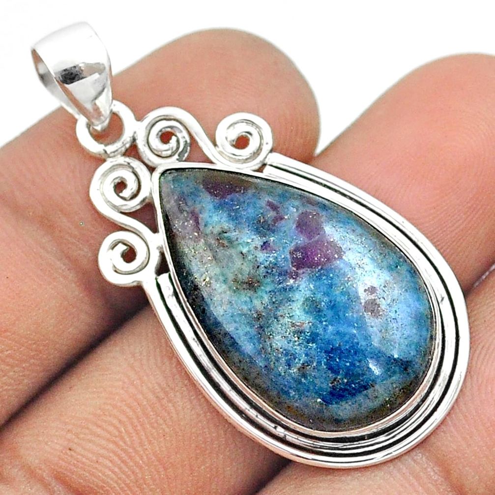 925 silver 19.52cts natural ruby in kyanite pear pendant jewelry u22083