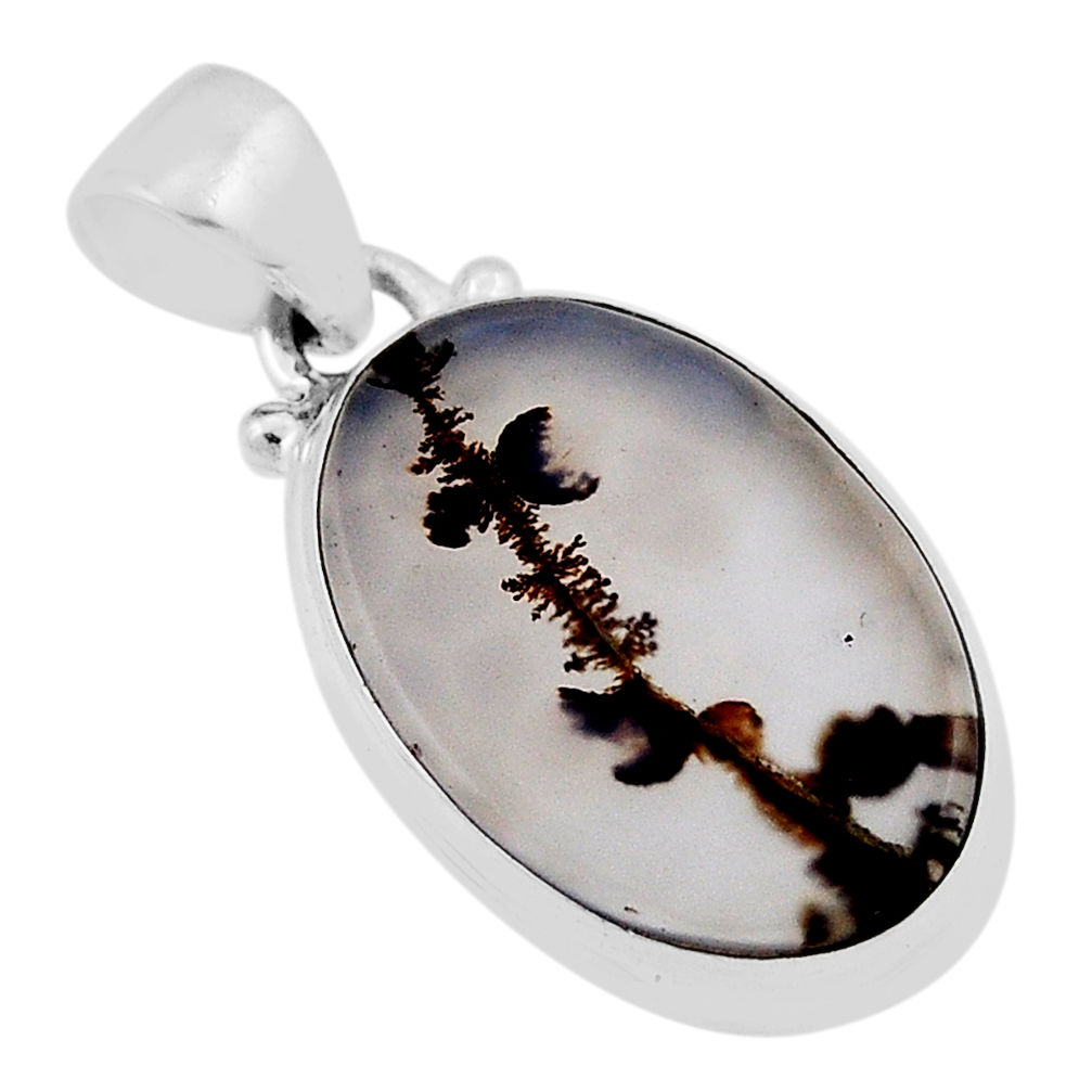 925 silver 8.88cts natural scenic russian dendritic agate oval pendant n34863