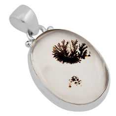 925 silver 10.30cts natural scenic russian dendritic agate oval pendant n34868