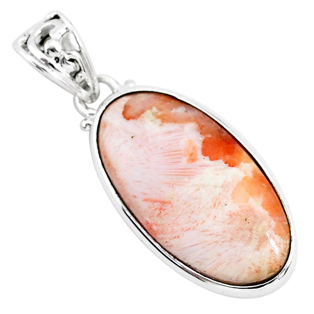 925 silver 15.02cts natural scolecite high vibration crystal oval pendant r94185