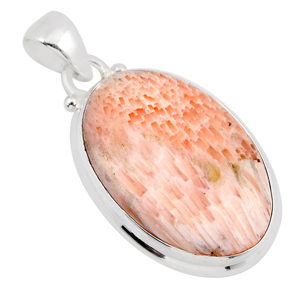 925 silver 15.10cts natural scolecite high vibration crystal oval pendant y47139