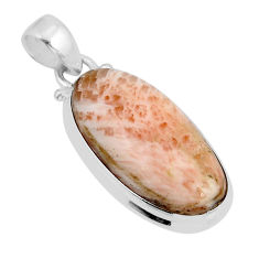 925 silver 13.87cts natural scolecite high vibration crystal oval pendant y55524