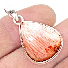 925 silver 12.14cts natural scolecite high vibration crystal pear pendant u40524