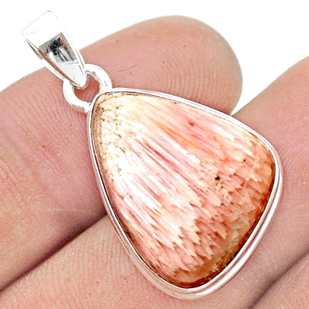 925 silver 12.07cts natural scolecite high vibration crystal pear pendant u40527