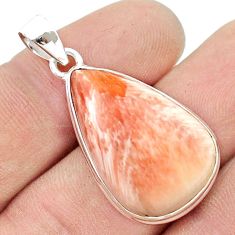 925 silver 12.19cts natural scolecite high vibration crystal pear pendant u40534