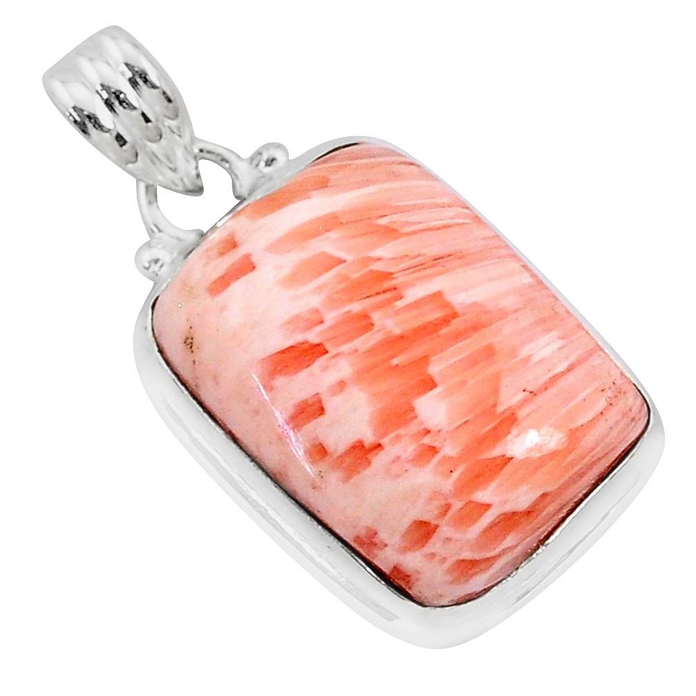 925 silver 15.05cts natural scolecite high vibration crystal pendant r94684