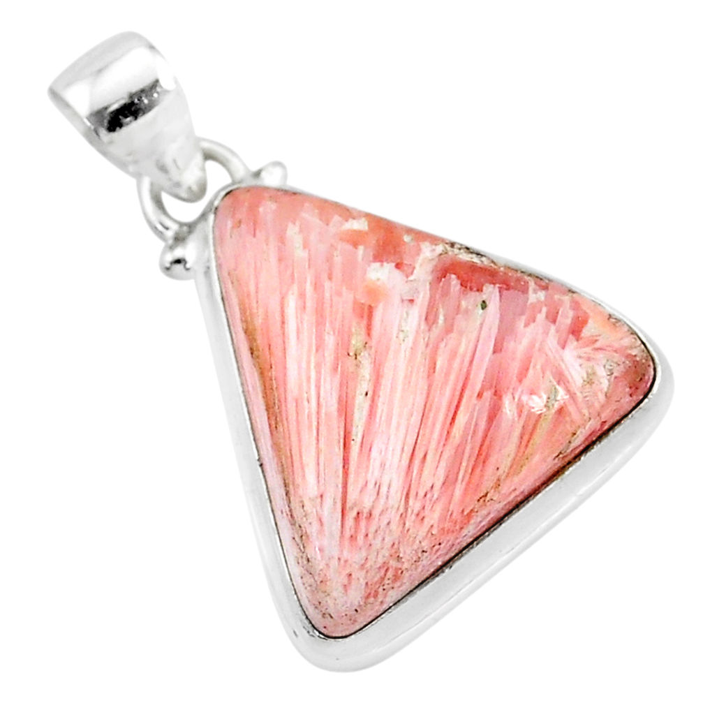 925 silver 16.70cts natural scolecite high vibration crystal pendant r94720