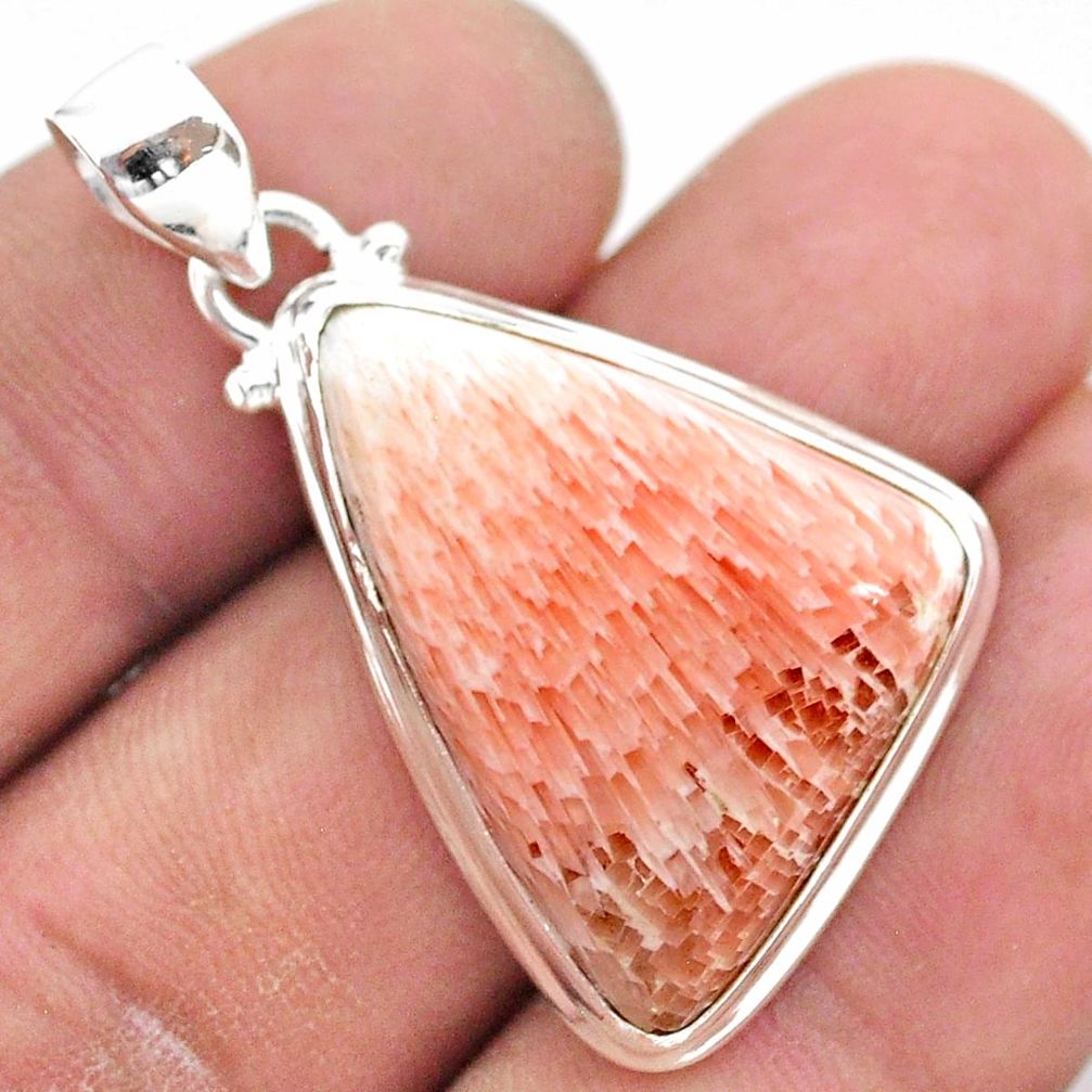 925 silver 17.22cts natural scolecite high vibration crystal pendant t42534