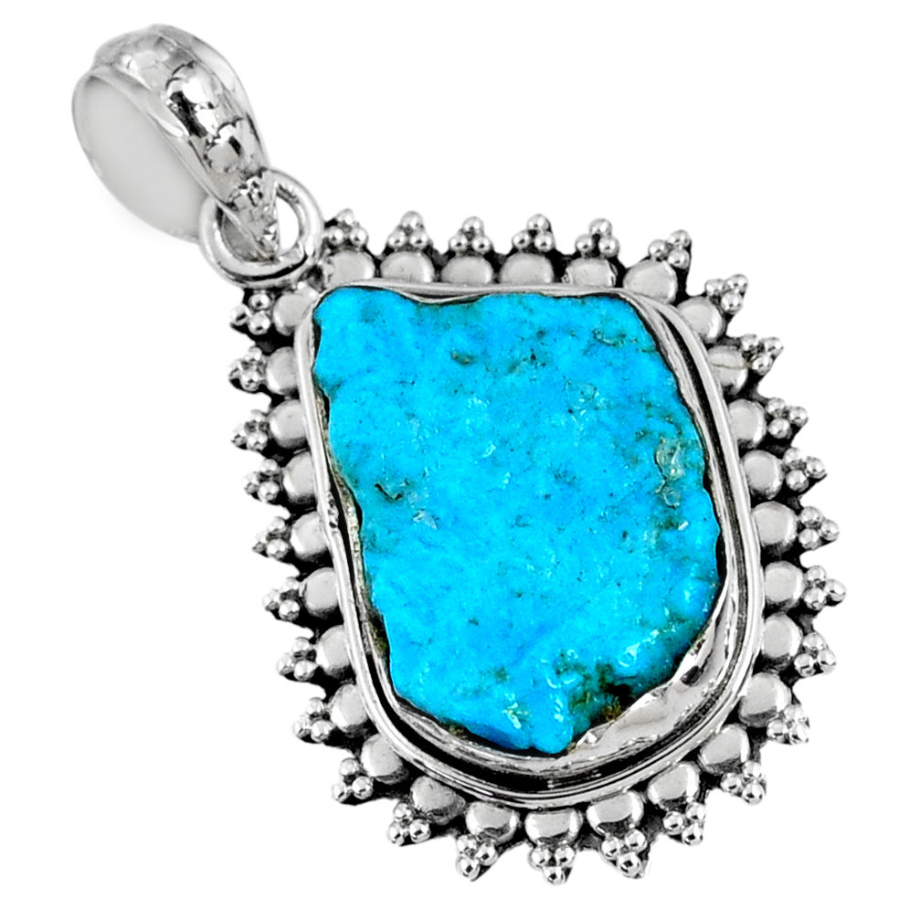 925 silver 9.98cts natural sleeping beauty turquoise rough fancy pendant r62260