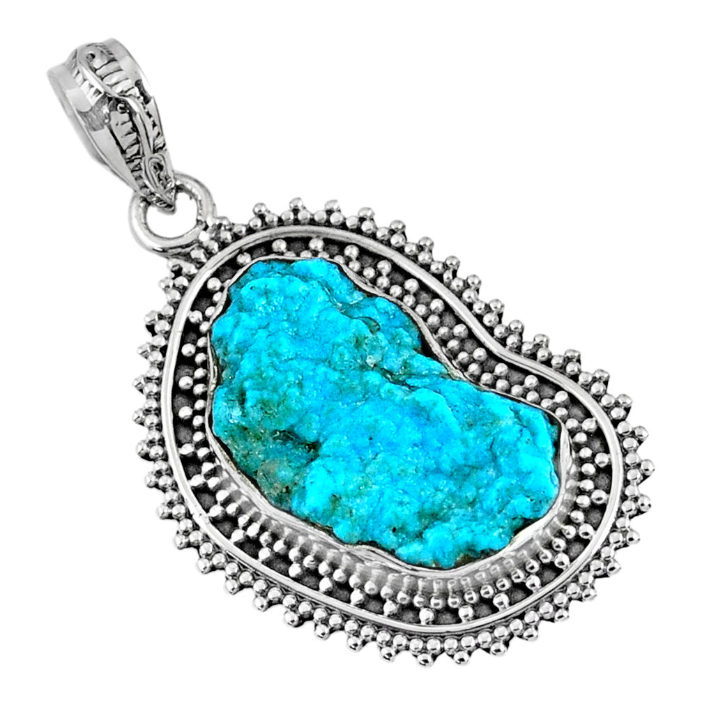 925 silver 10.29cts natural sleeping beauty turquoise rough fancy pendant r62280