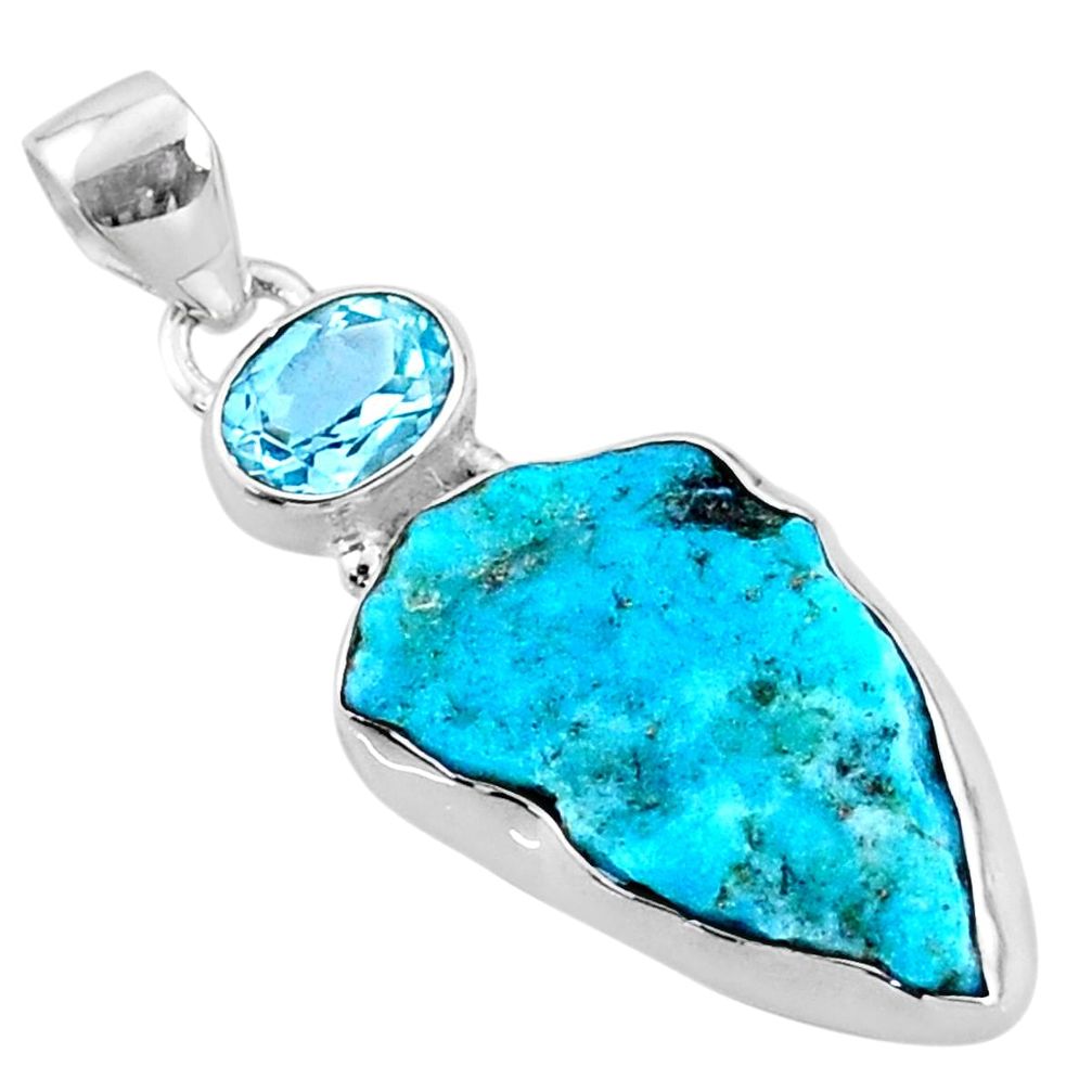 925 silver 12.07cts natural sleeping beauty turquoise raw fancy pendant r66897