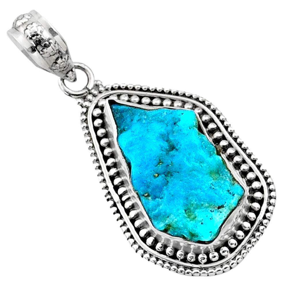 925 silver 10.32cts natural sleeping beauty turquoise raw pendant r66624