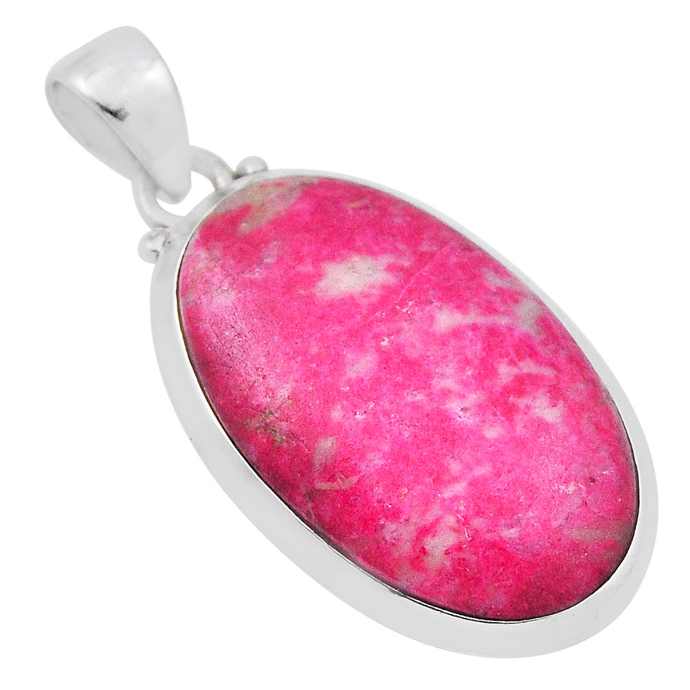 925 silver 13.61cts natural thulite (unionite, pink zoisite) oval pendant n29257