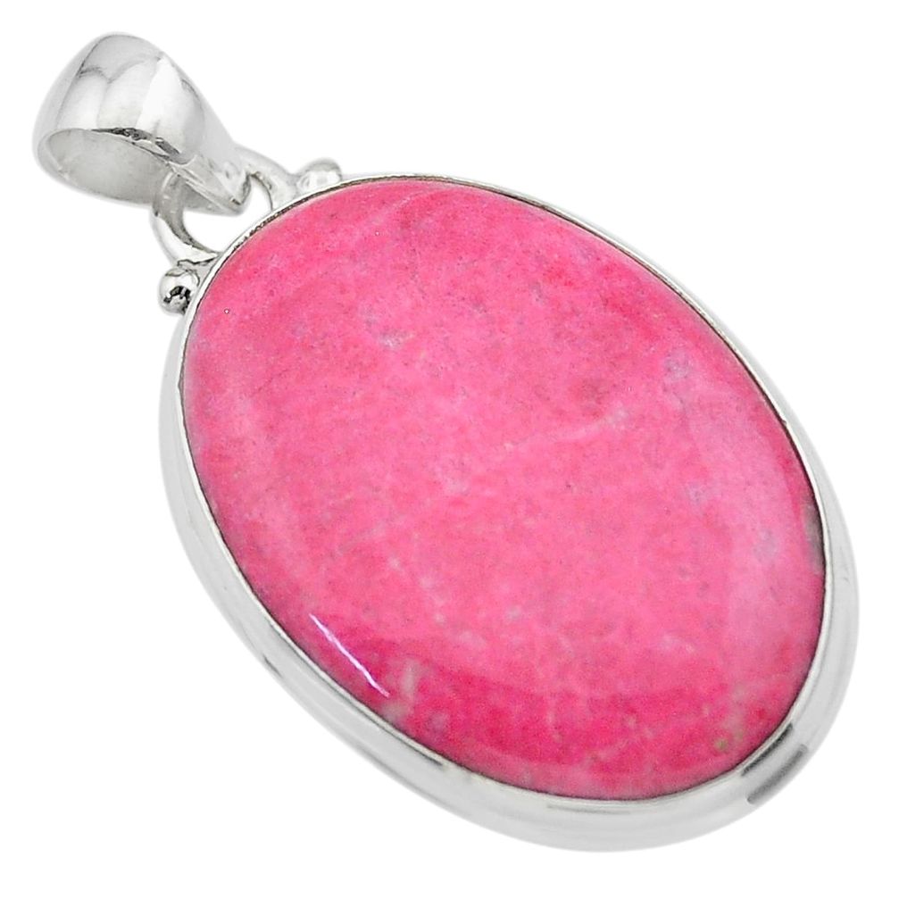 925 silver 24.00cts natural thulite (unionite, pink zoisite) oval pendant t26584